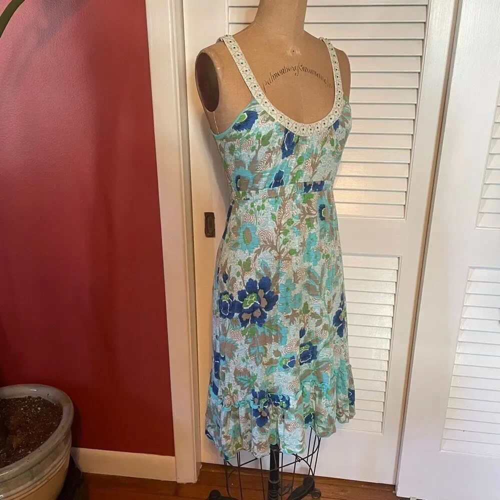 FREE PEOPLE | beaded neckline jersey floral dress S
